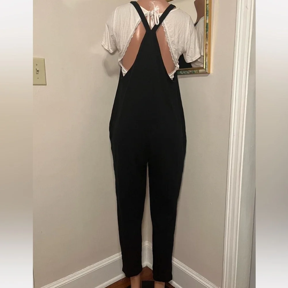 Black Organic Cotton Overalls Jumpsuit Large - Picture 2 of 10